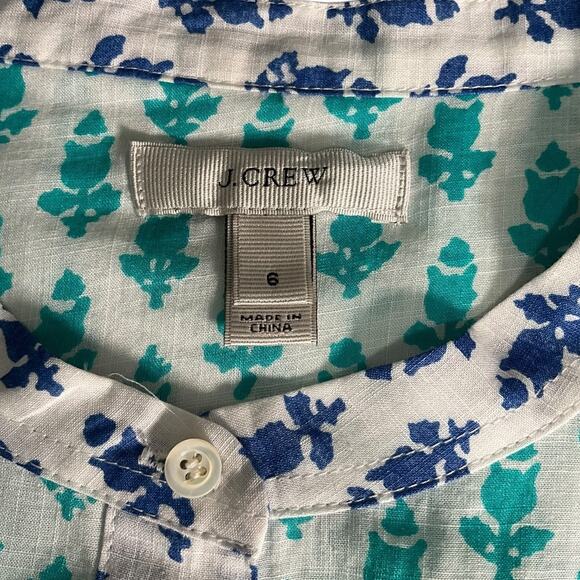 J.Crew Green and Blue Print Cotton Button-Down Blouse Women’s Size 6 Vintage - Picture 5 of 10